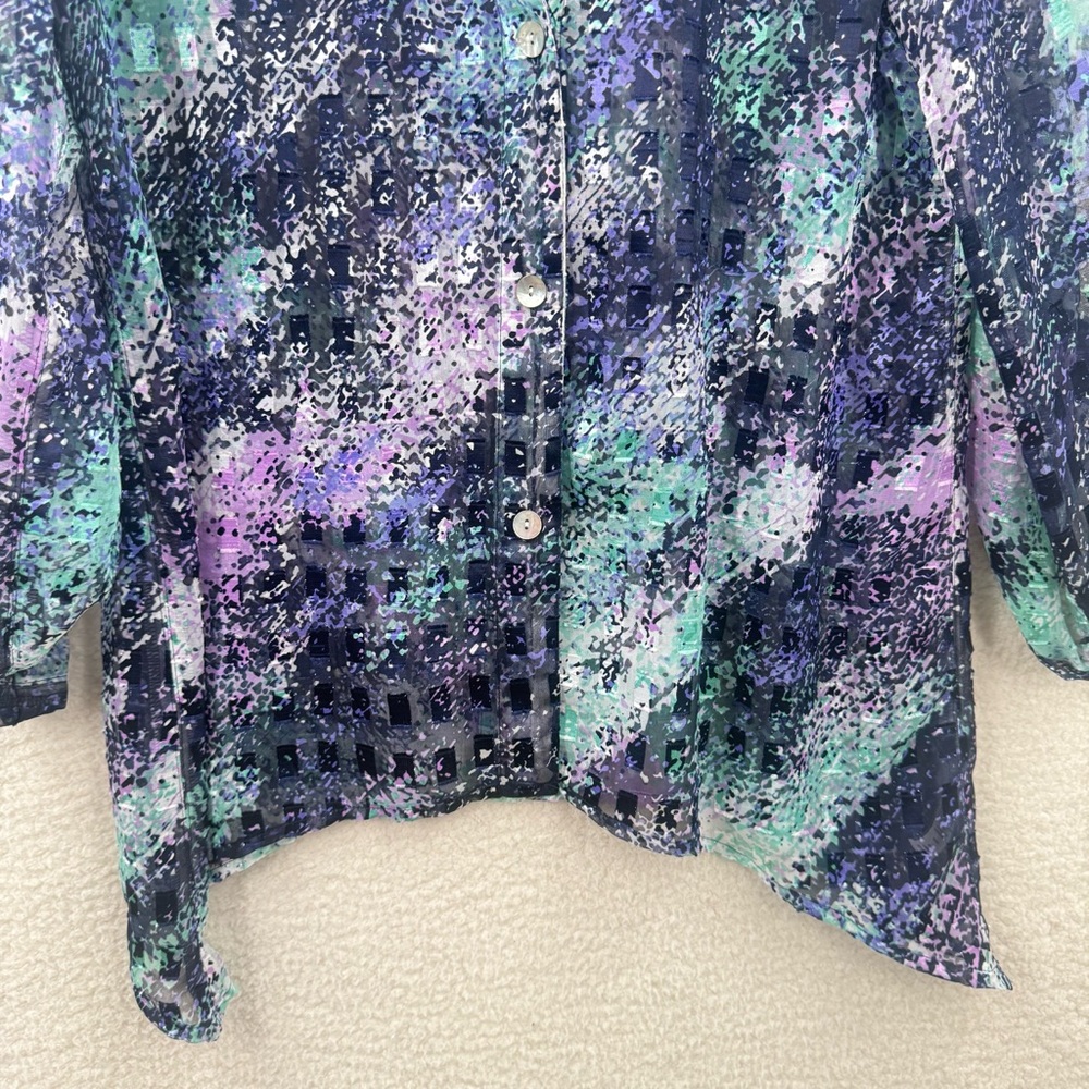 Women's Ruby Rd. Multicolor Abstract Blouse Butto… - image 4